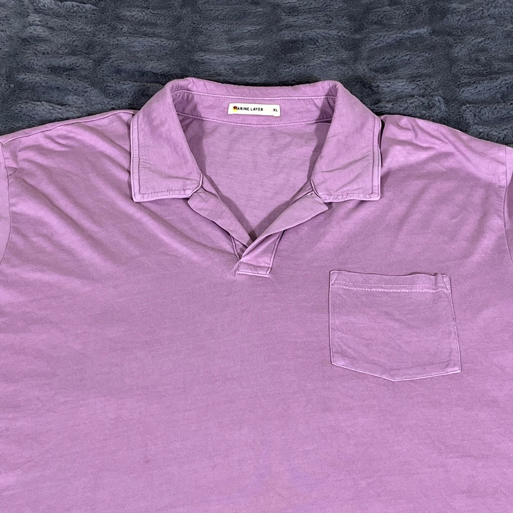 Marine Layer Mens XL Purple Cotton Viscose Johnny Collar Polo Shirt AP352